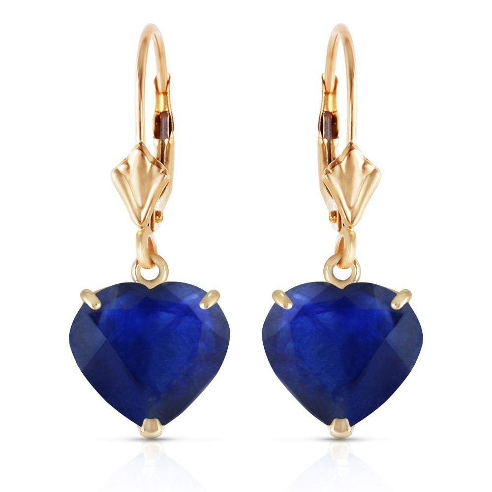LEVER BACK EARRINGS NATURAL 10mm HEART SAPPHIRES - Picture 2 of 6